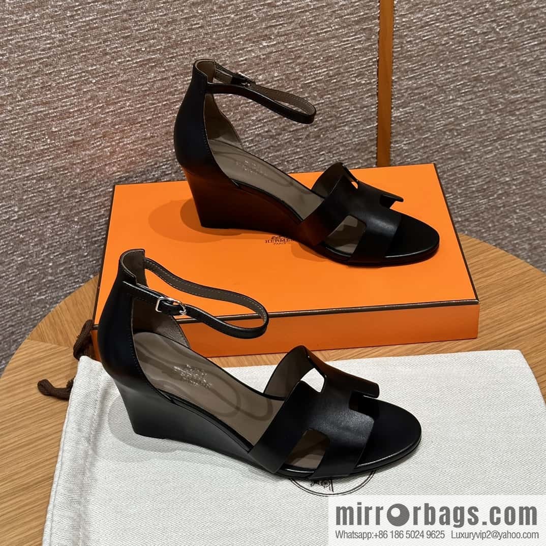 HERMES 021 Legend heel sandals calfskin/calfskin black/89/Black