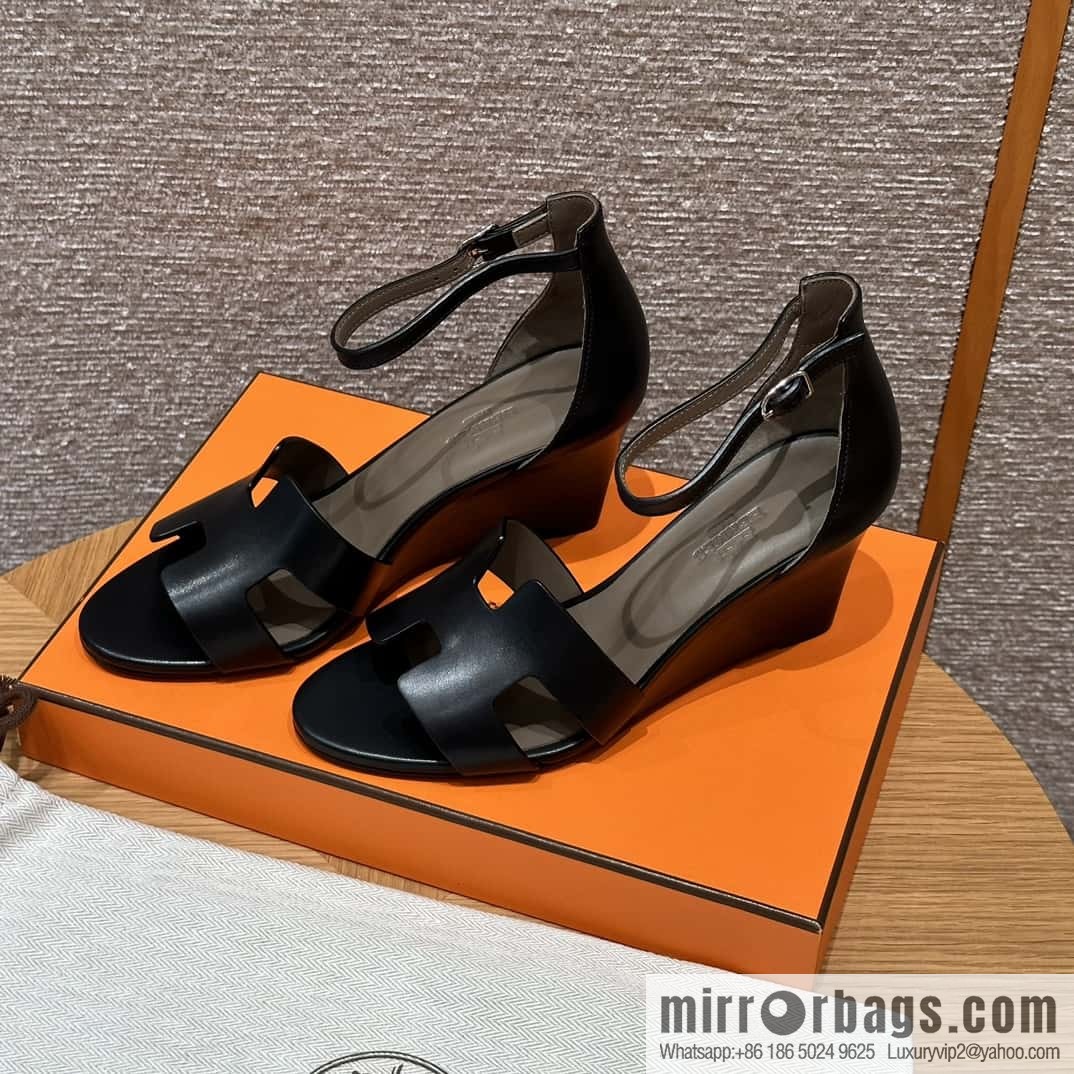HERMES 021 Legend heel sandals calfskin/calfskin black/89/Black