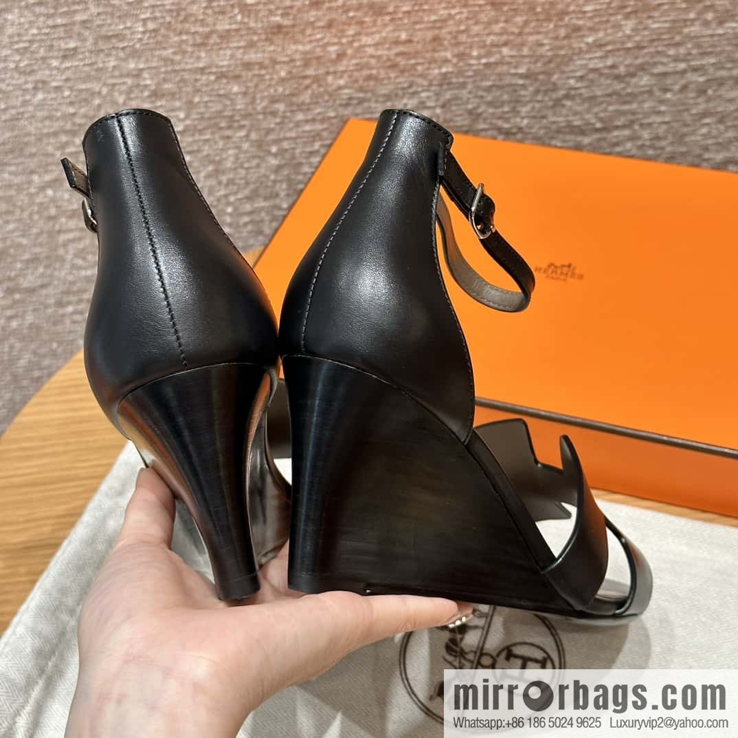 HERMES 021 Legend heel sandals calfskin/calfskin black/89/Black
