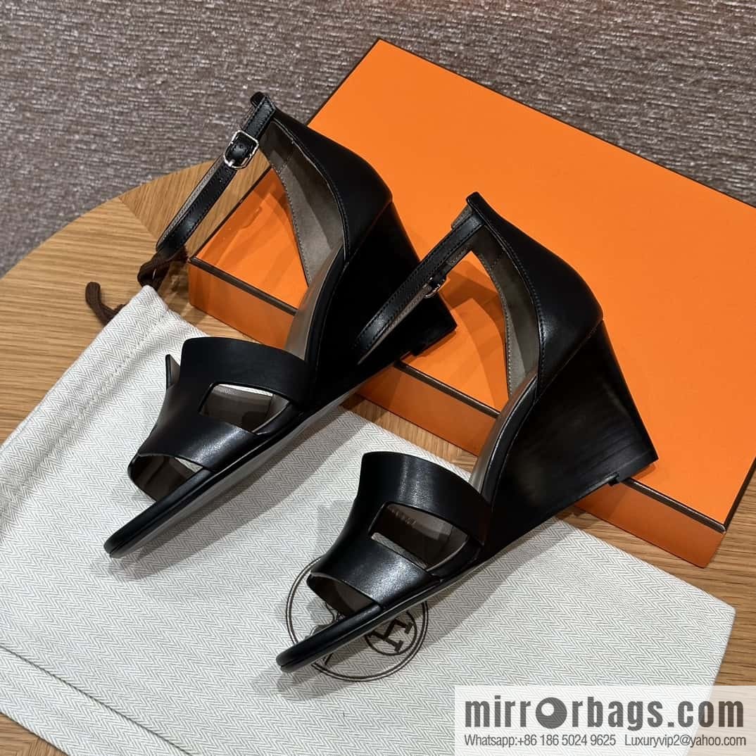 HERMES 021 Legend heel sandals calfskin/calfskin black/89/Black