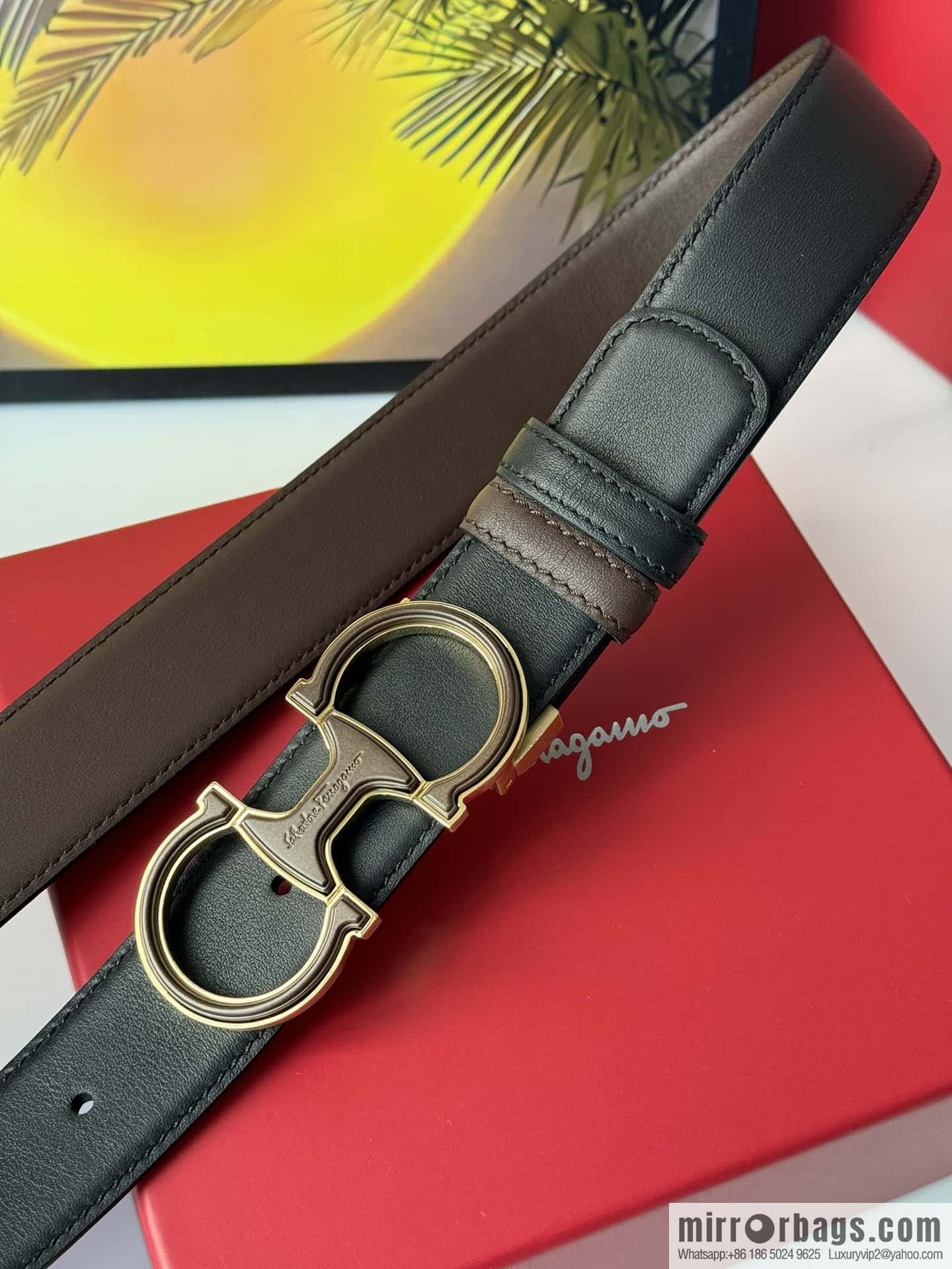 Ferragamo, imported double-sided cowhide belt 3.5cm