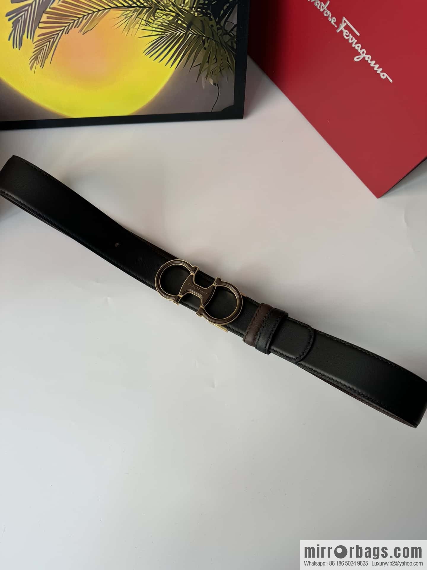 Ferragamo, imported double-sided cowhide belt 3.5cm