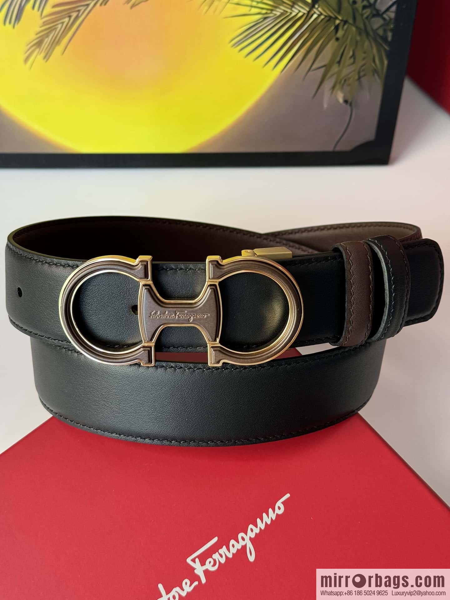 Ferragamo, imported double-sided cowhide belt 3.5cm
