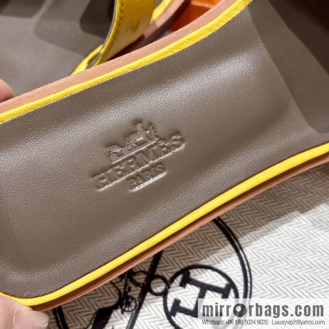 HERMES 181 Oran sandals, ostrich π¦/Ostrich amber yellow/9D/Jauen ambre