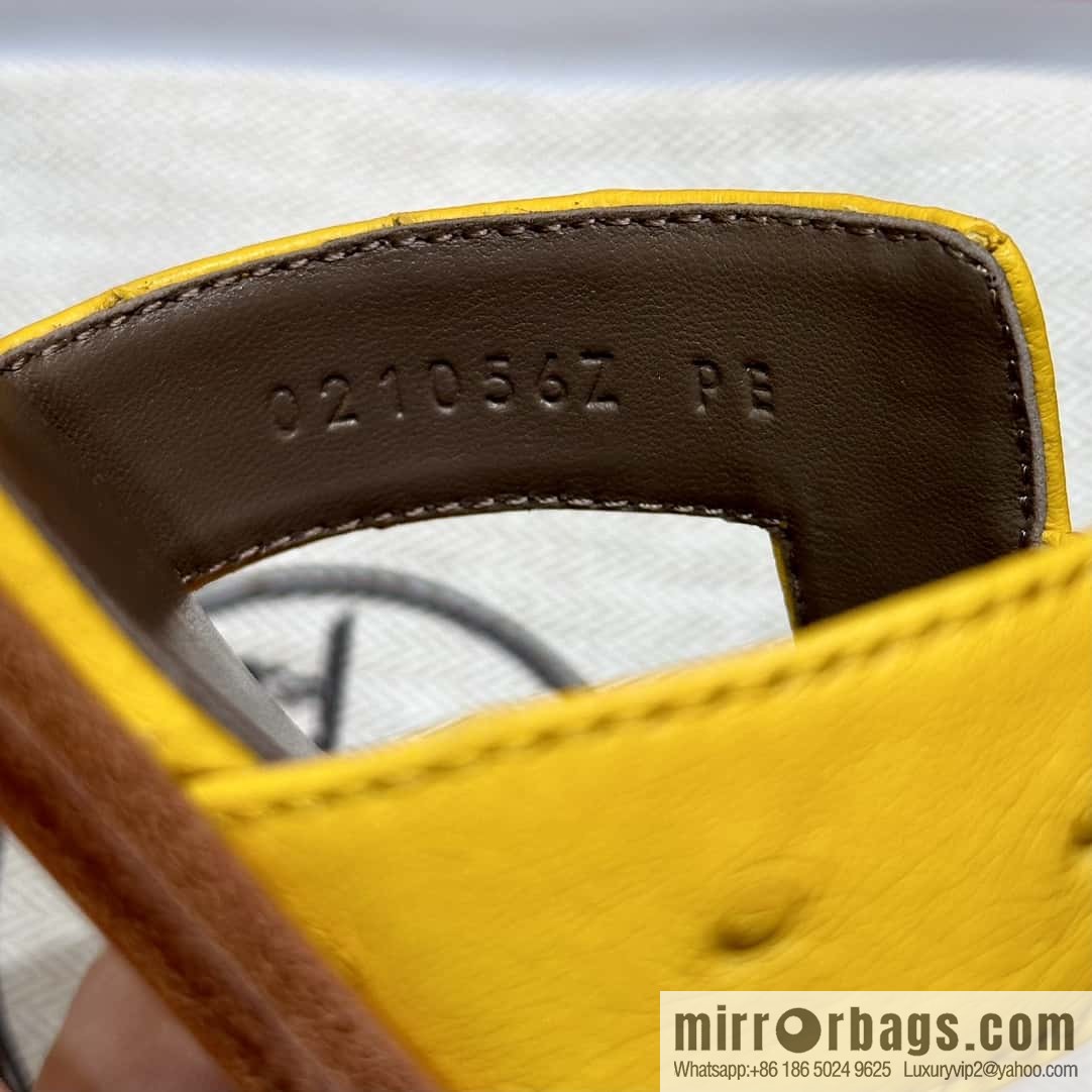 HERMES 181 Oran sandals, ostrich π¦/Ostrich amber yellow/9D/Jauen ambre