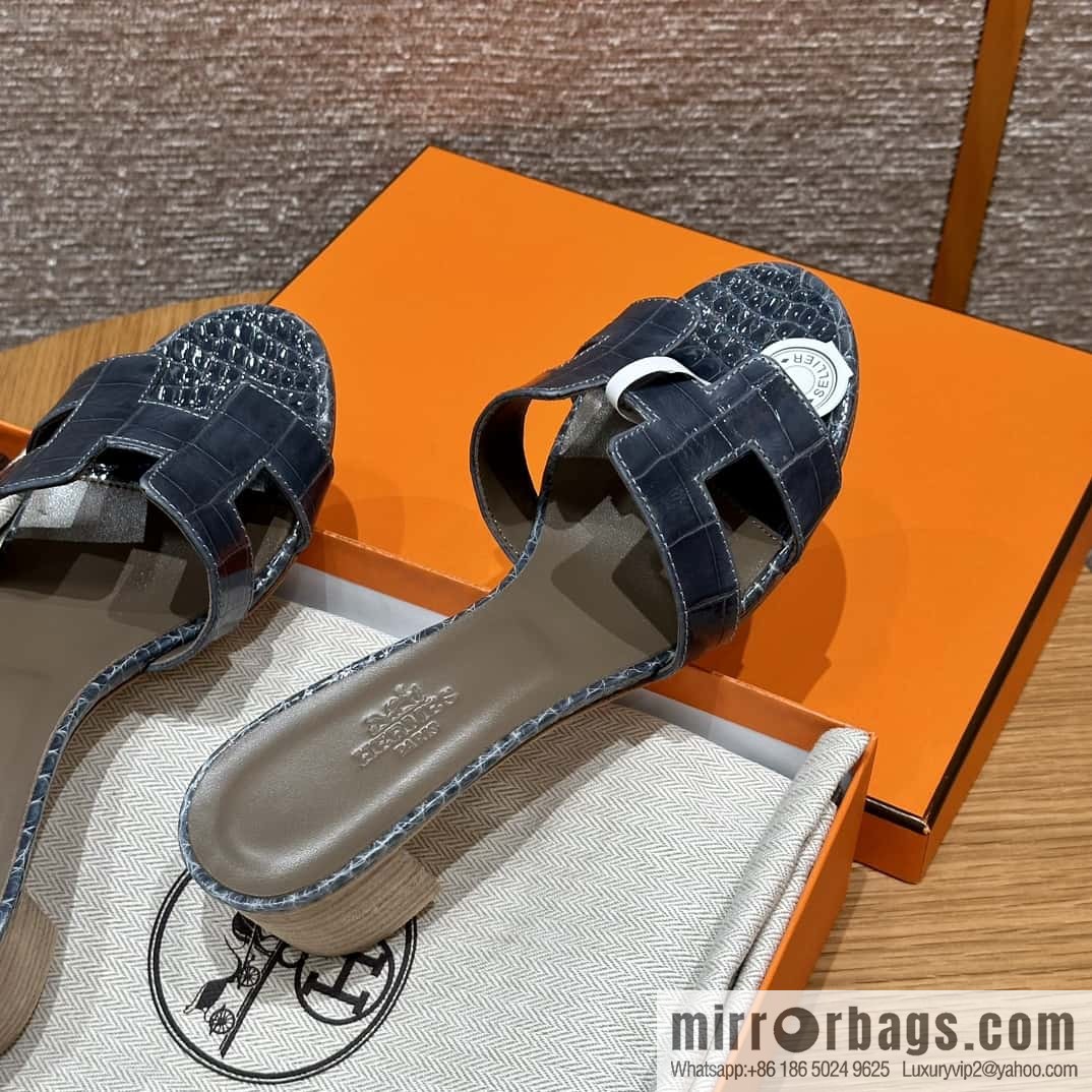 HERMES 185 Oasis High Heel Sandals alligator/Alligator π Storm Blue/Y7/Blue Orage