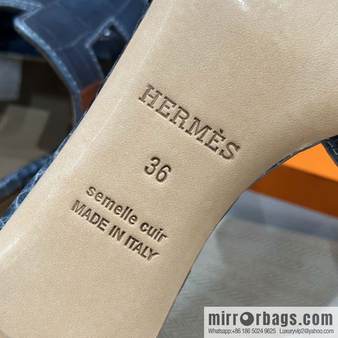 HERMES 185 Oasis High Heel Sandals alligator/Alligator π Storm Blue/Y7/Blue Orage