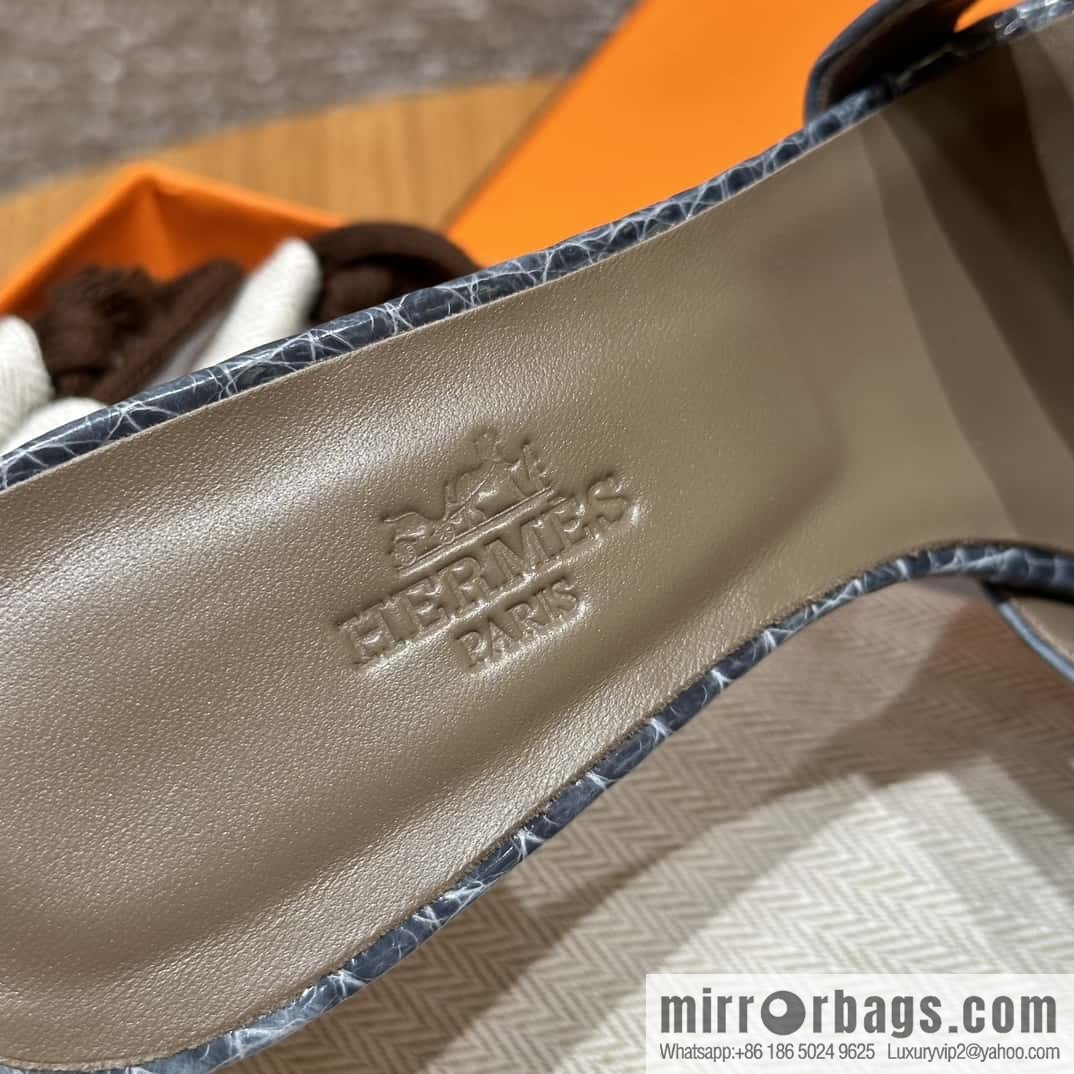 HERMES 185 Oasis High Heel Sandals alligator/Alligator π Storm Blue/Y7/Blue Orage