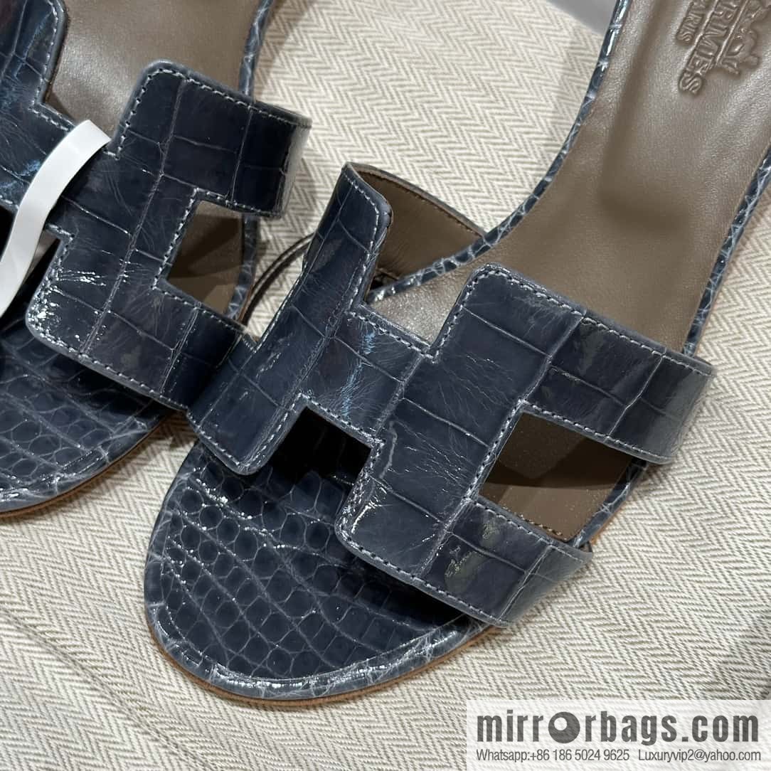 HERMES 185 Oasis High Heel Sandals alligator/Alligator π Storm Blue/Y7/Blue Orage