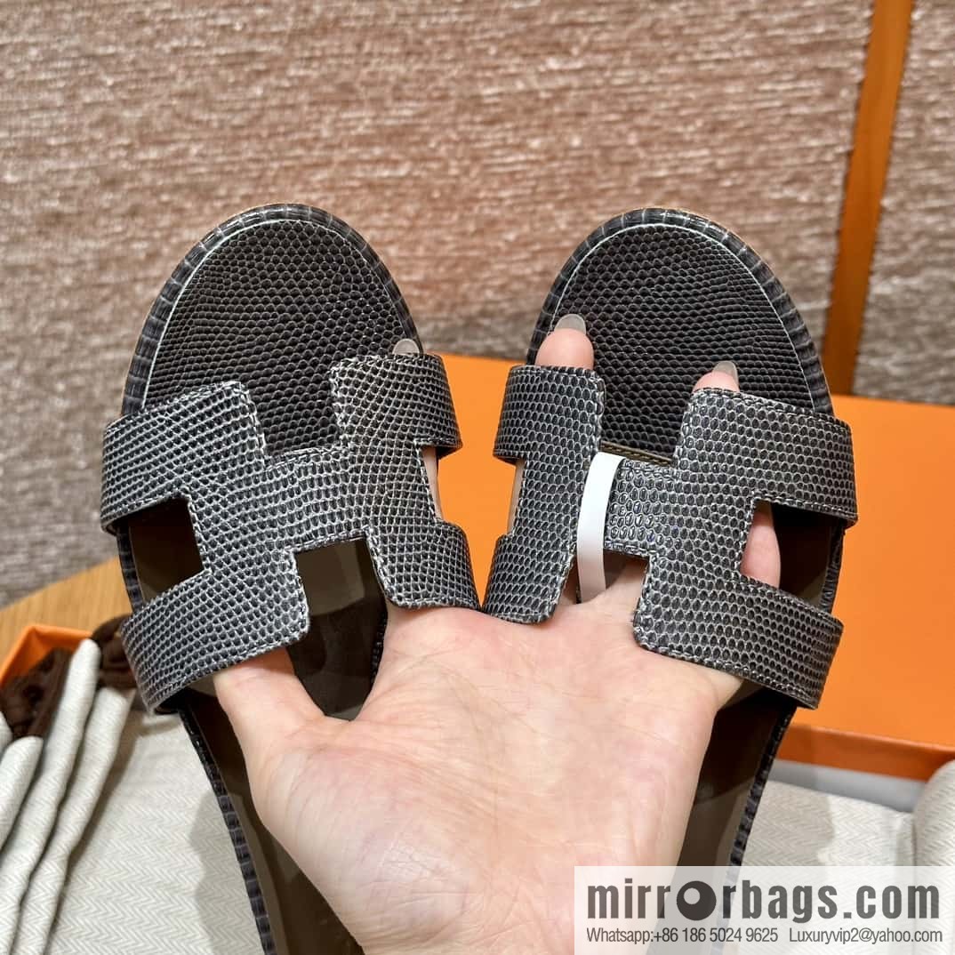 HERMES 185 Oasis High Heel Sandals, Lizard π¦/Lizard Hemp Rope Grey/84/Gris fonce