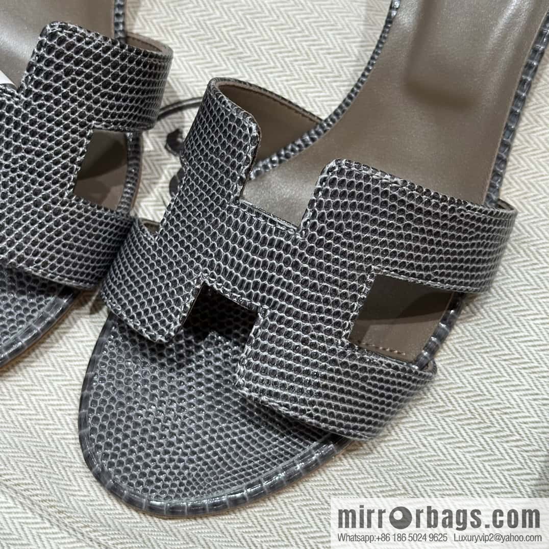 HERMES 185 Oasis High Heel Sandals, Lizard π¦/Lizard Hemp Rope Grey/84/Gris fonce