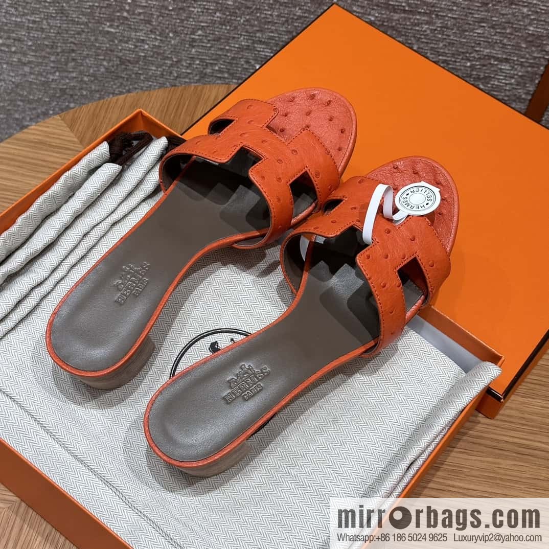 HERMES 185 Oasis High Heel Sandals, Ostrich π¦/Ostrich Orange/93/Orange
