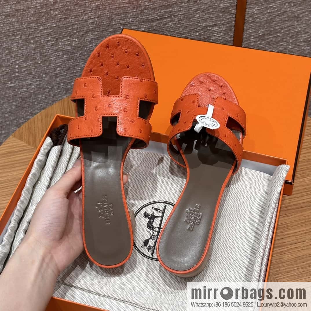 HERMES 185 Oasis High Heel Sandals, Ostrich π¦/Ostrich Orange/93/Orange