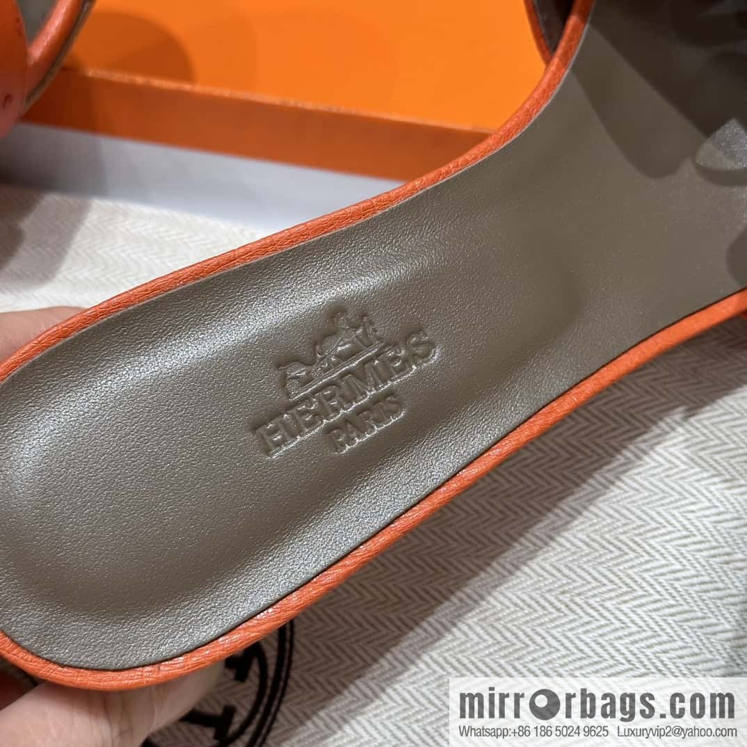 HERMES 185 Oasis High Heel Sandals, Ostrich π¦/Ostrich Orange/93/Orange