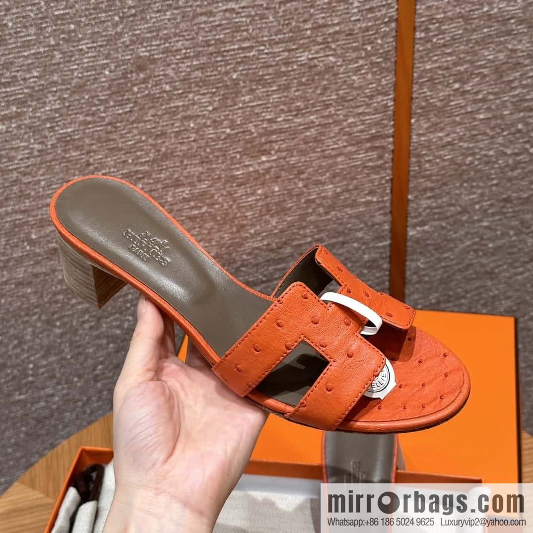 HERMES 185 Oasis High Heel Sandals, Ostrich π¦/Ostrich Orange/93/Orange