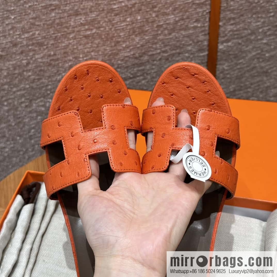 HERMES 185 Oasis High Heel Sandals, Ostrich π¦/Ostrich Orange/93/Orange