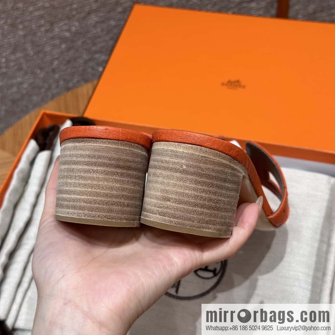 HERMES 185 Oasis High Heel Sandals, Ostrich π¦/Ostrich Orange/93/Orange