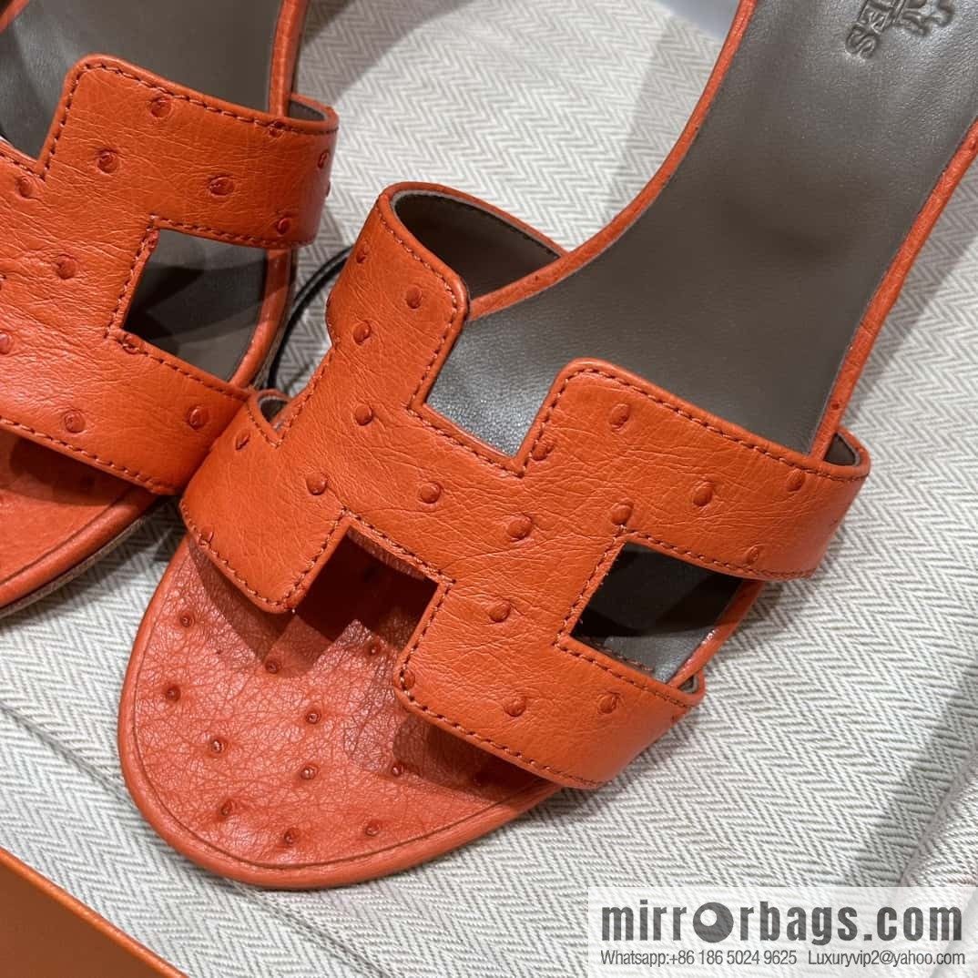 HERMES 185 Oasis High Heel Sandals, Ostrich π¦/Ostrich Orange/93/Orange