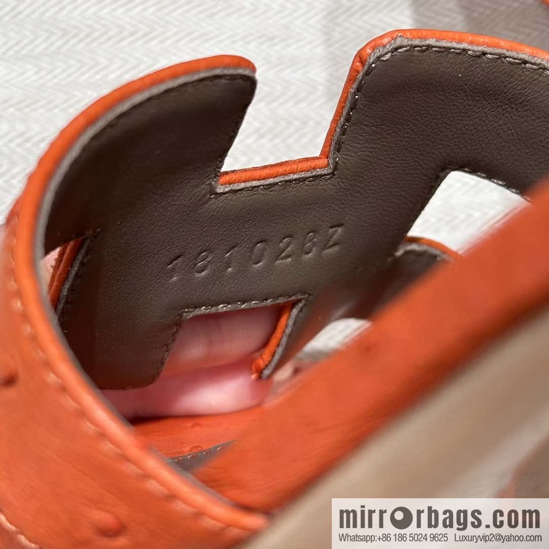 HERMES 185 Oasis High Heel Sandals, Ostrich π¦/Ostrich Orange/93/Orange