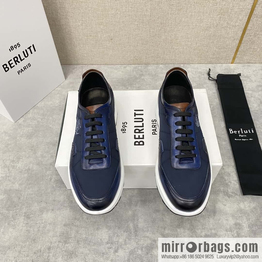 Berlut Spring/Summer New Light Track Leather & Nylon Sneakers