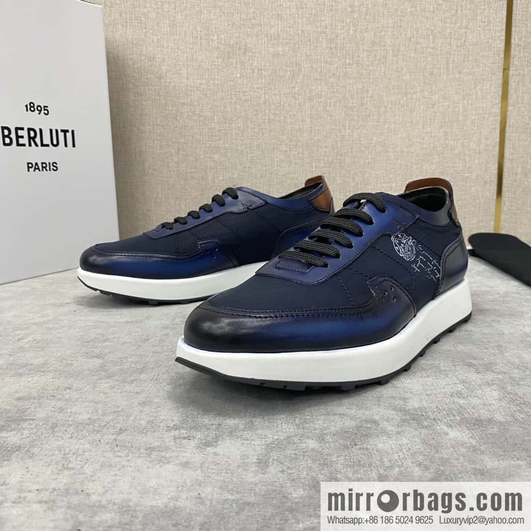 Berlut Spring/Summer New Light Track Leather & Nylon Sneakers