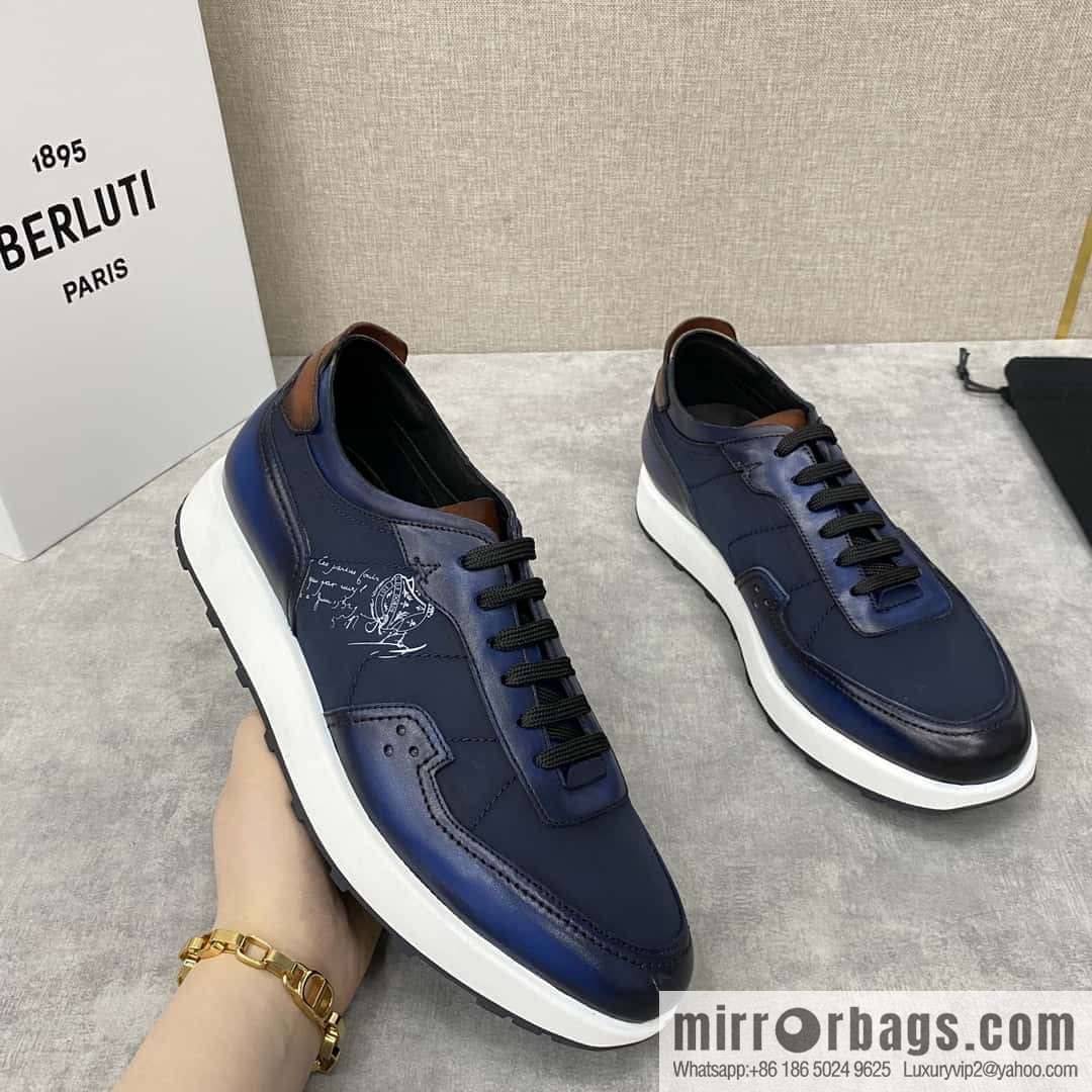 Berlut Spring/Summer New Light Track Leather & Nylon Sneakers