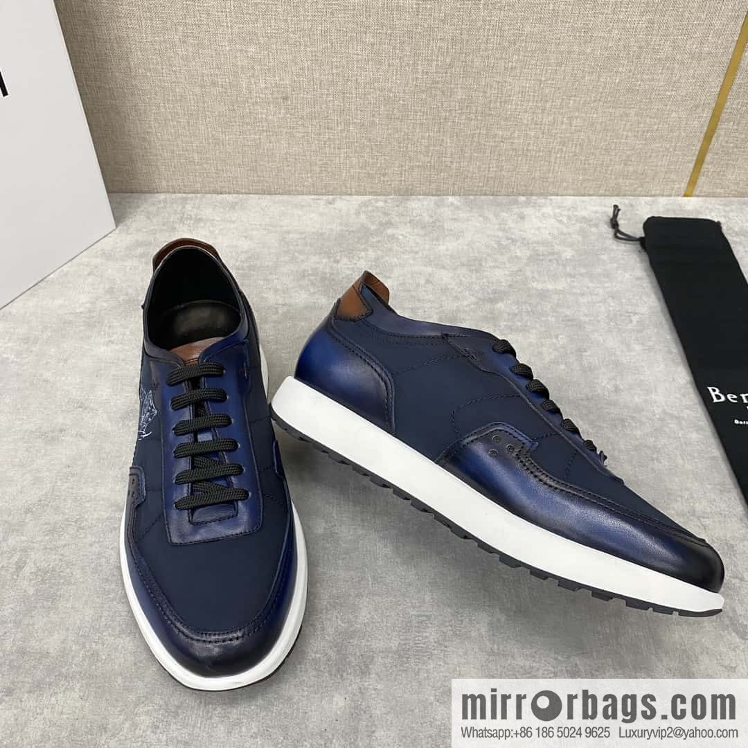 Berlut Spring/Summer New Light Track Leather & Nylon Sneakers
