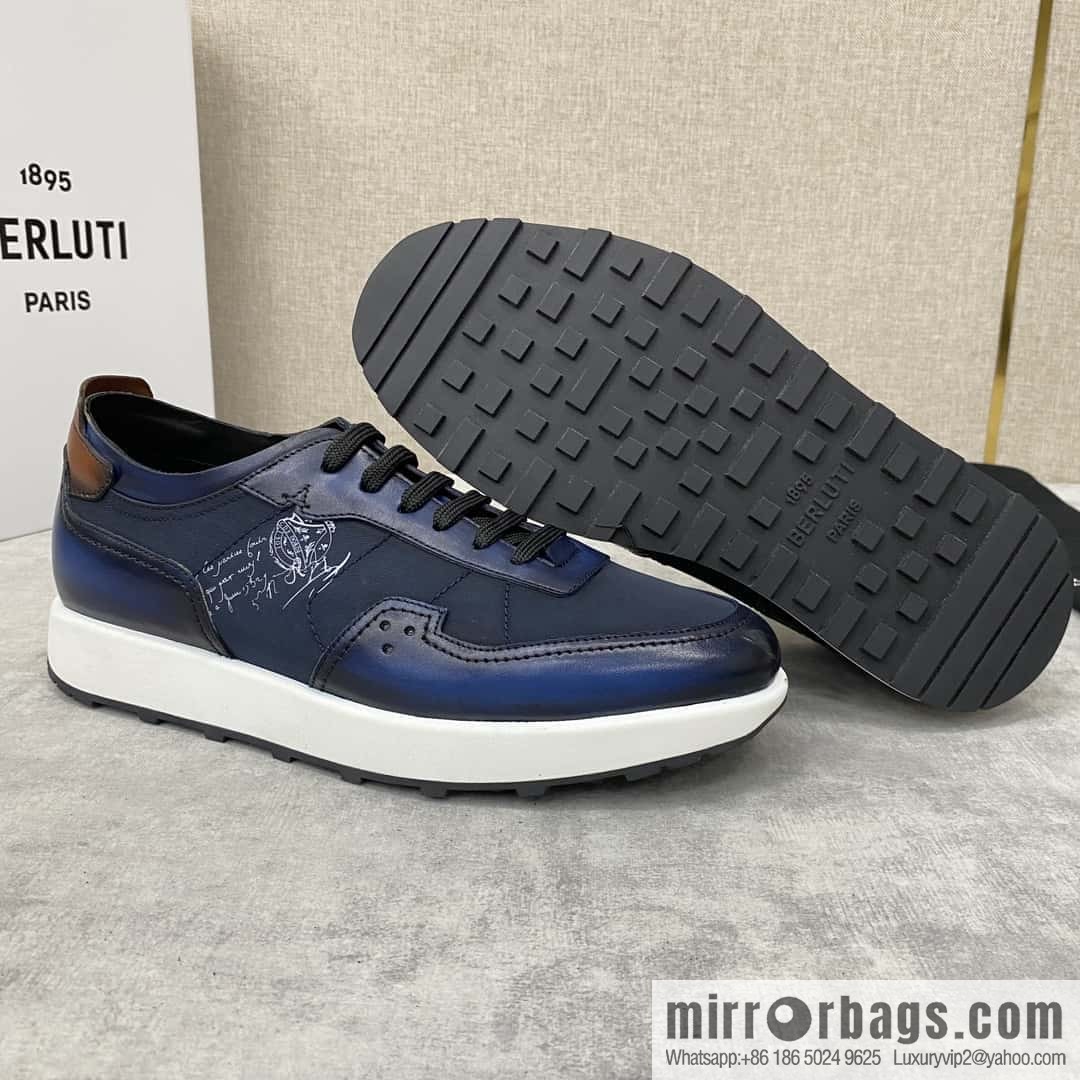 Berlut Spring/Summer New Light Track Leather & Nylon Sneakers