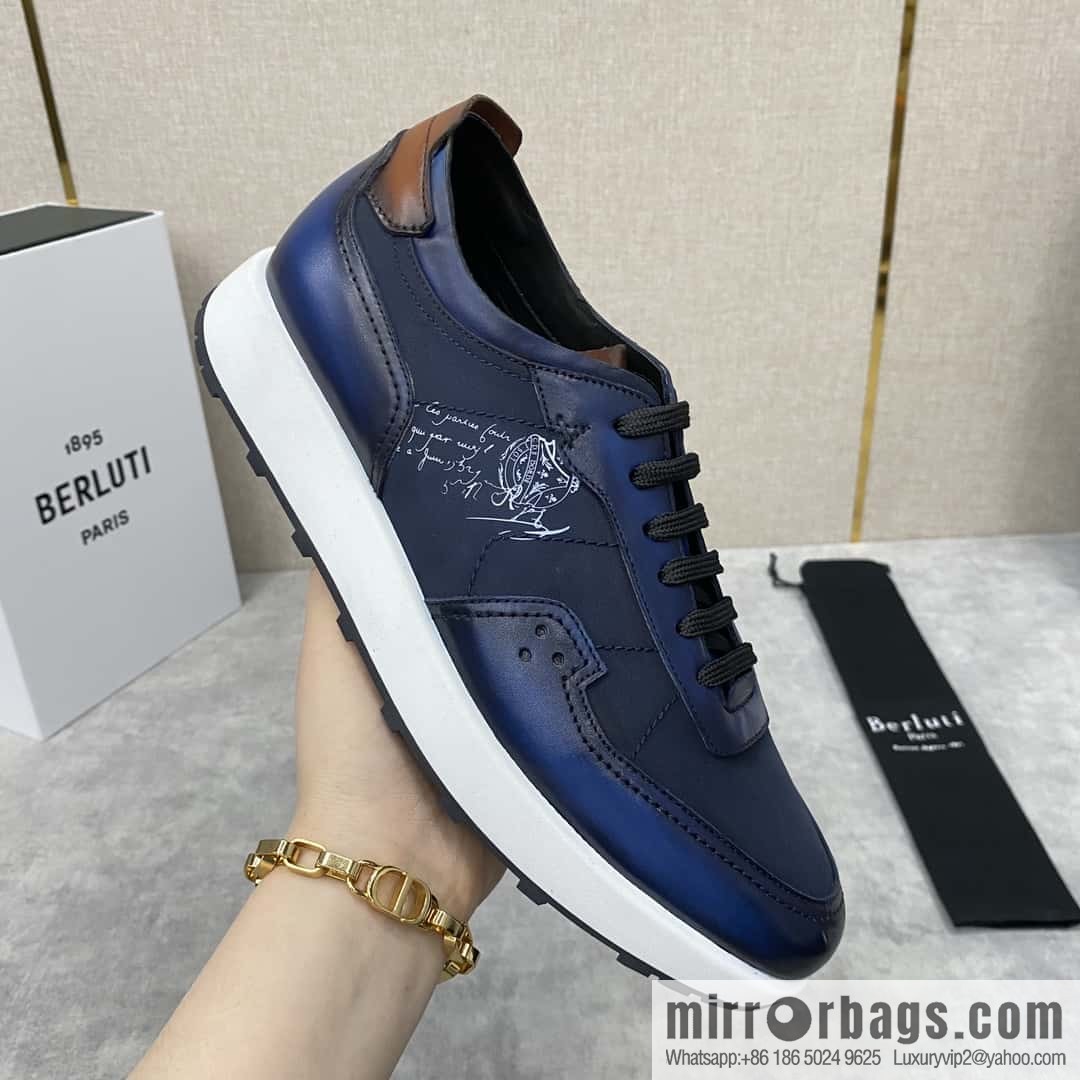 Berlut Spring/Summer New Light Track Leather & Nylon Sneakers