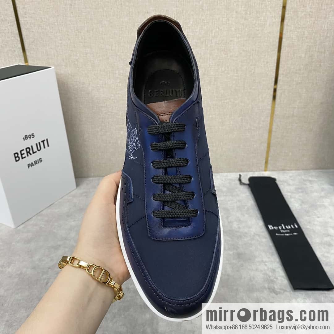 Berlut Spring/Summer New Light Track Leather & Nylon Sneakers
