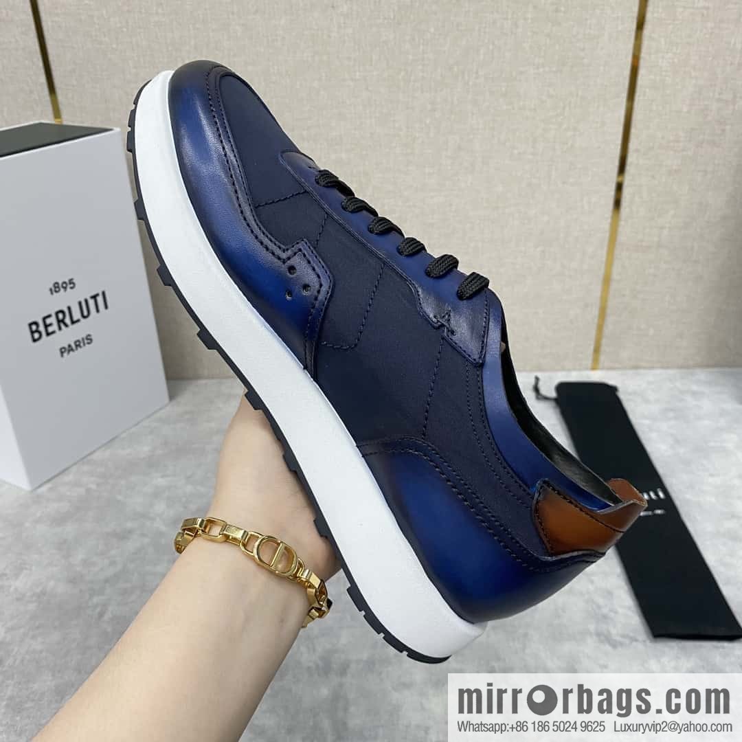 Berlut Spring/Summer New Light Track Leather & Nylon Sneakers