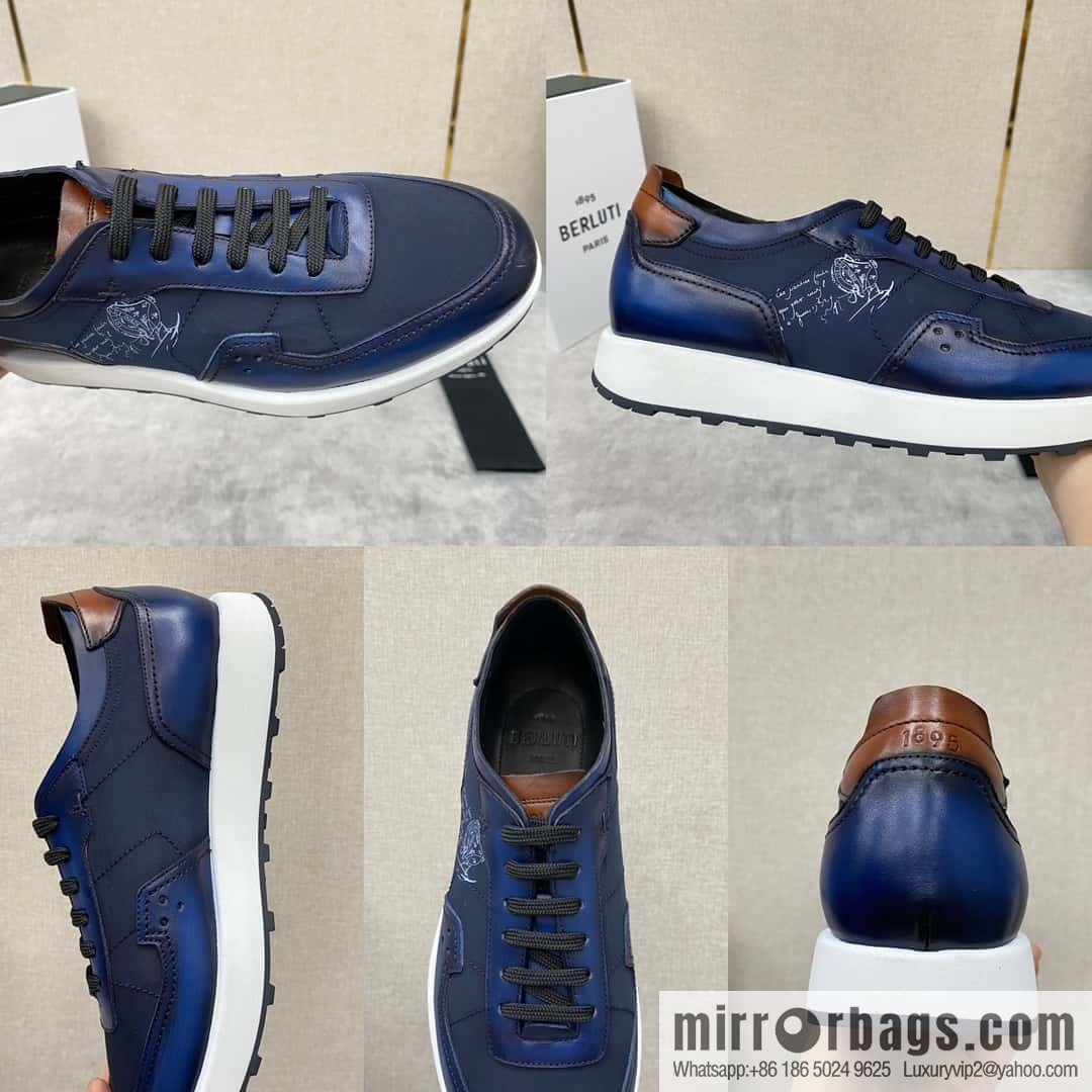 Berlut Spring/Summer New Light Track Leather & Nylon Sneakers