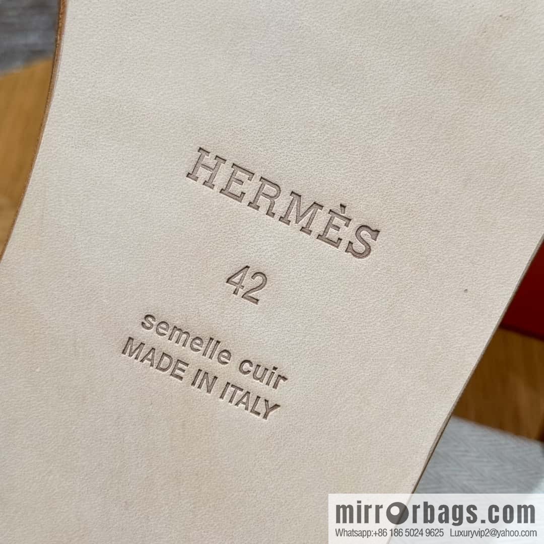 HERMES 182 Men's slippers Men's slippers Palmprint Calfskin/Epsom/Calfskin Milkshake White/ck10/Craie