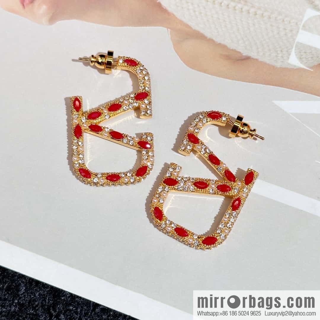 ❗️New ❗️ New ☑️ VALENTINO red brick stud earrings