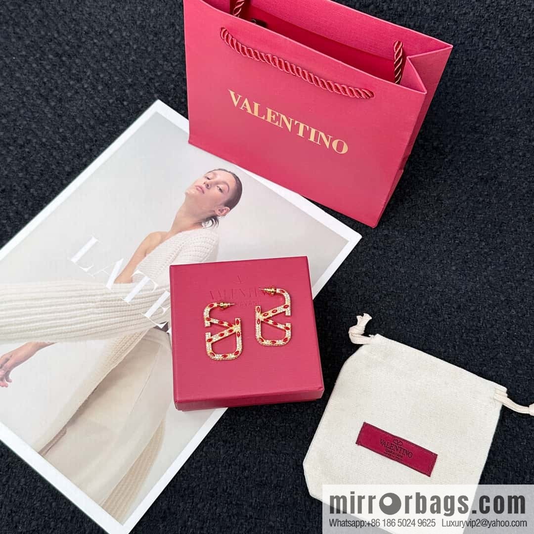 ❗️New ❗️ New ☑️ VALENTINO red brick stud earrings