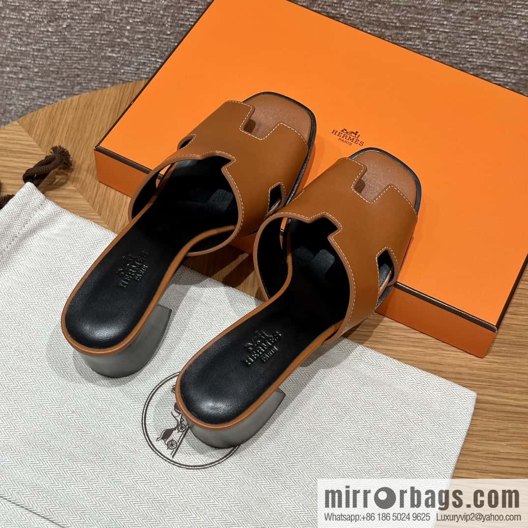HERMES 308 Helia 60 Sandals, Calfskin/Natural/Naturel