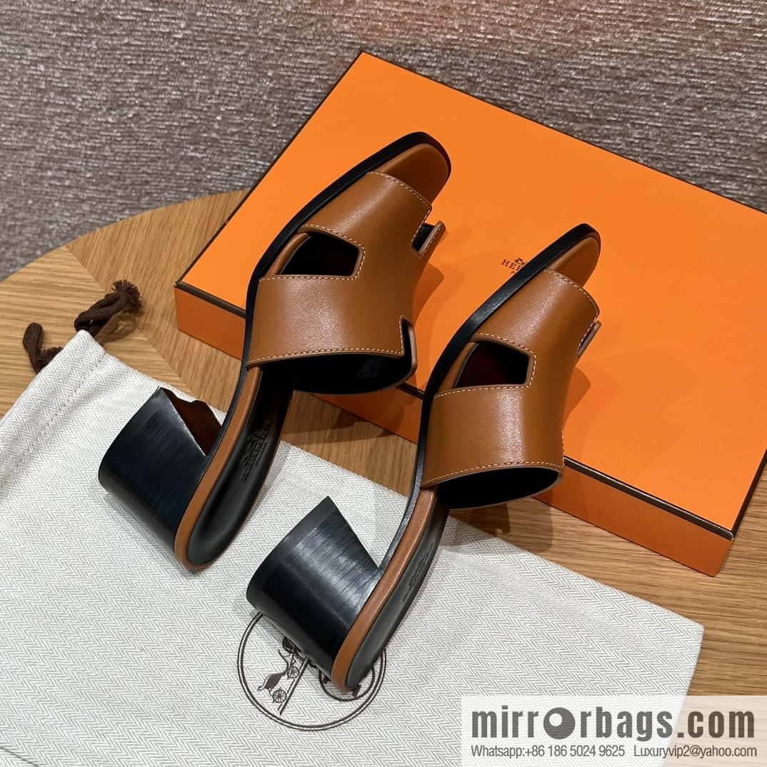 HERMES 308 Helia 60 Sandals, Calfskin/Natural/Naturel