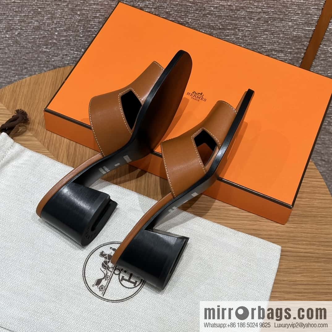 HERMES 308 Helia 60 Sandals, Calfskin/Natural/Naturel