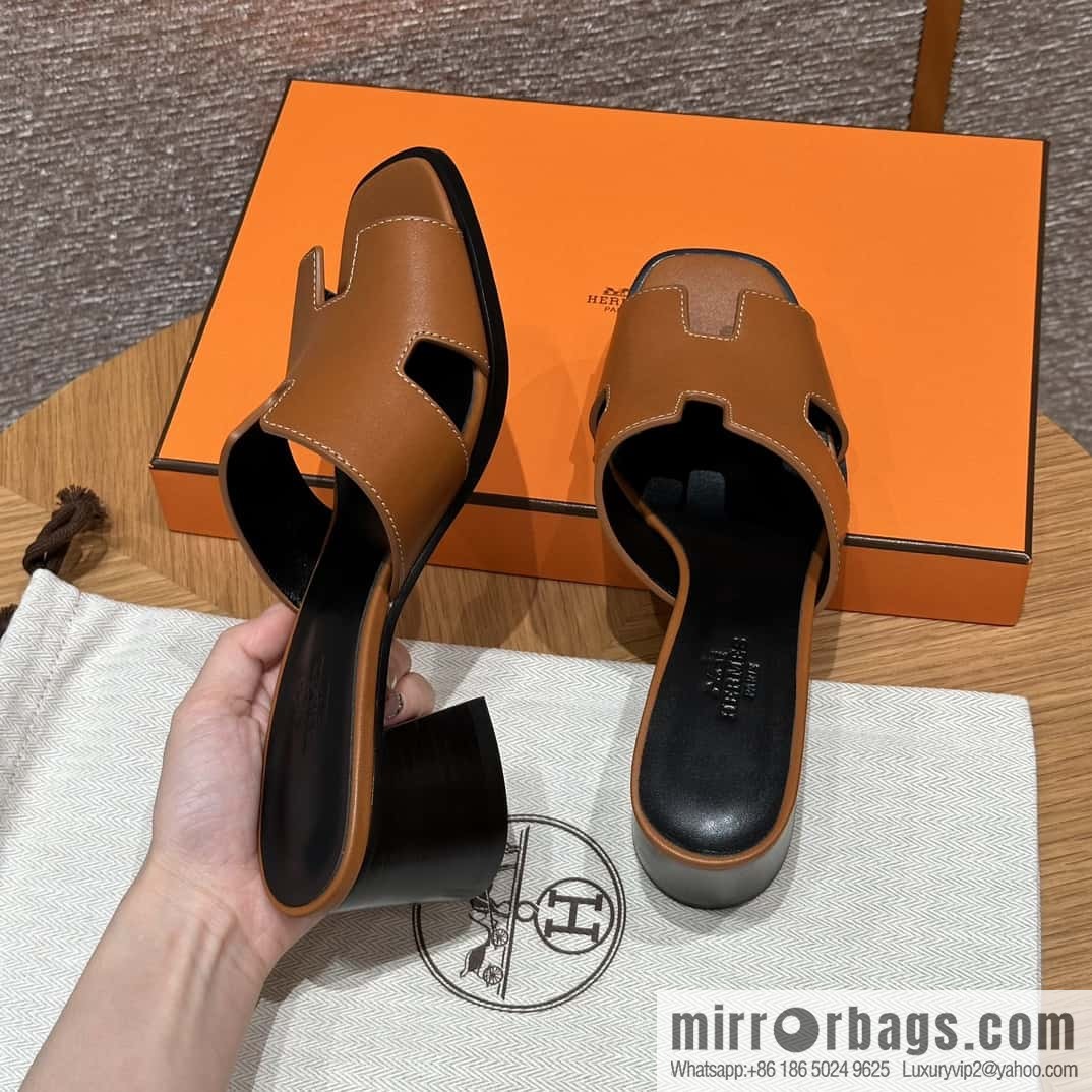 HERMES 308 Helia 60 Sandals, Calfskin/Natural/Naturel