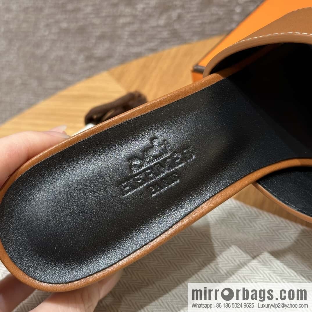 HERMES 308 Helia 60 Sandals, Calfskin/Natural/Naturel