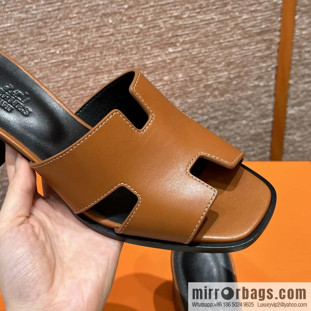HERMES 308 Helia 60 Sandals, Calfskin/Natural/Naturel