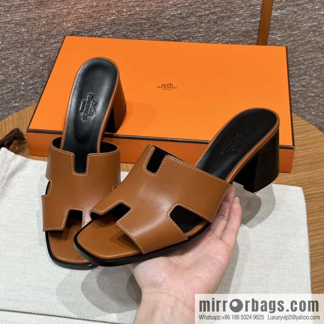 HERMES 308 Helia 60 Sandals, Calfskin/Natural/Naturel