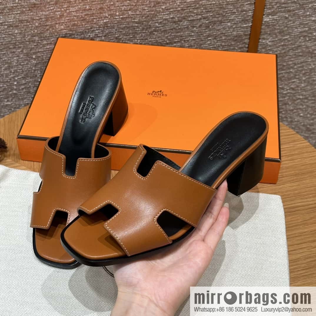 HERMES 308 Helia 60 Sandals, Calfskin/Natural/Naturel