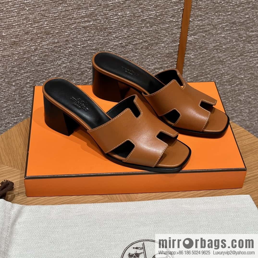 HERMES 308 Helia 60 Sandals, Calfskin/Natural/Naturel