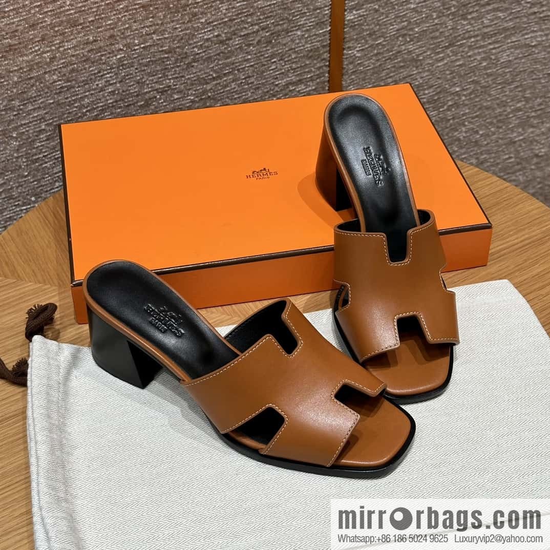 HERMES 308 Helia 60 Sandals, Calfskin/Natural/Naturel