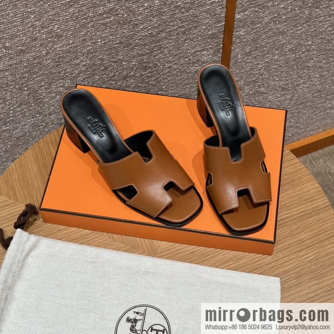 HERMES 308 Helia 60 Sandals, Calfskin/Natural/Naturel
