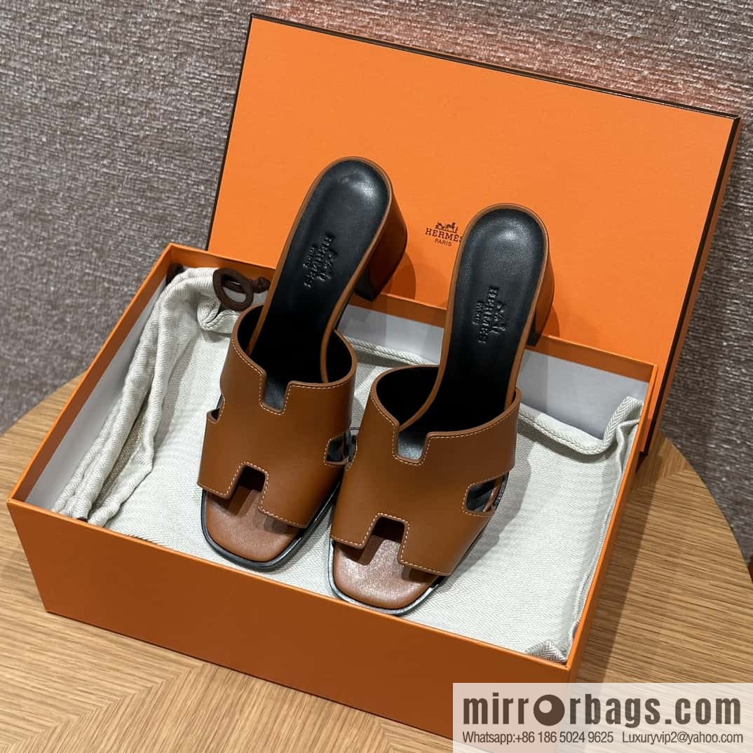 HERMES 308 Helia 60 Sandals, Calfskin/Natural/Naturel