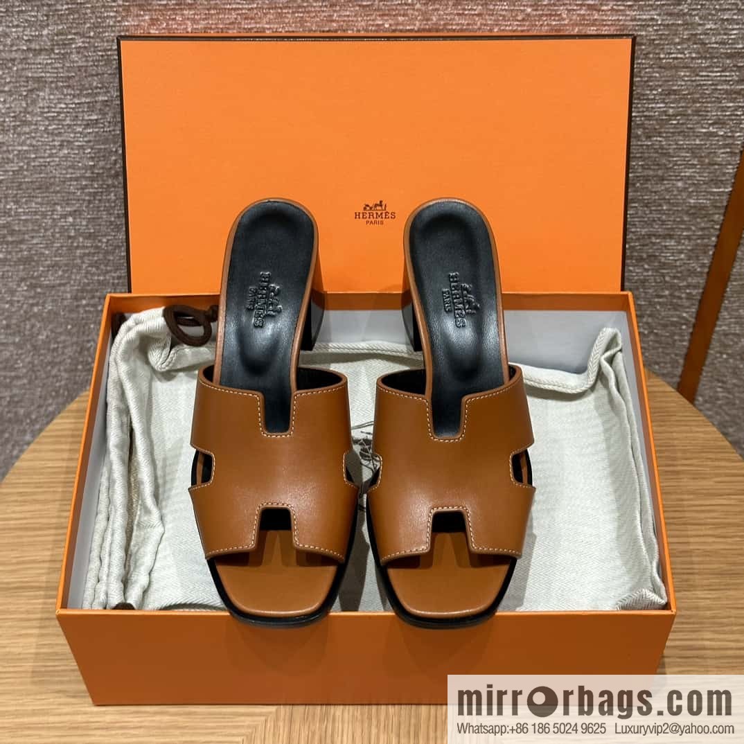 HERMES 308 Helia 60 Sandals, Calfskin/Natural/Naturel
