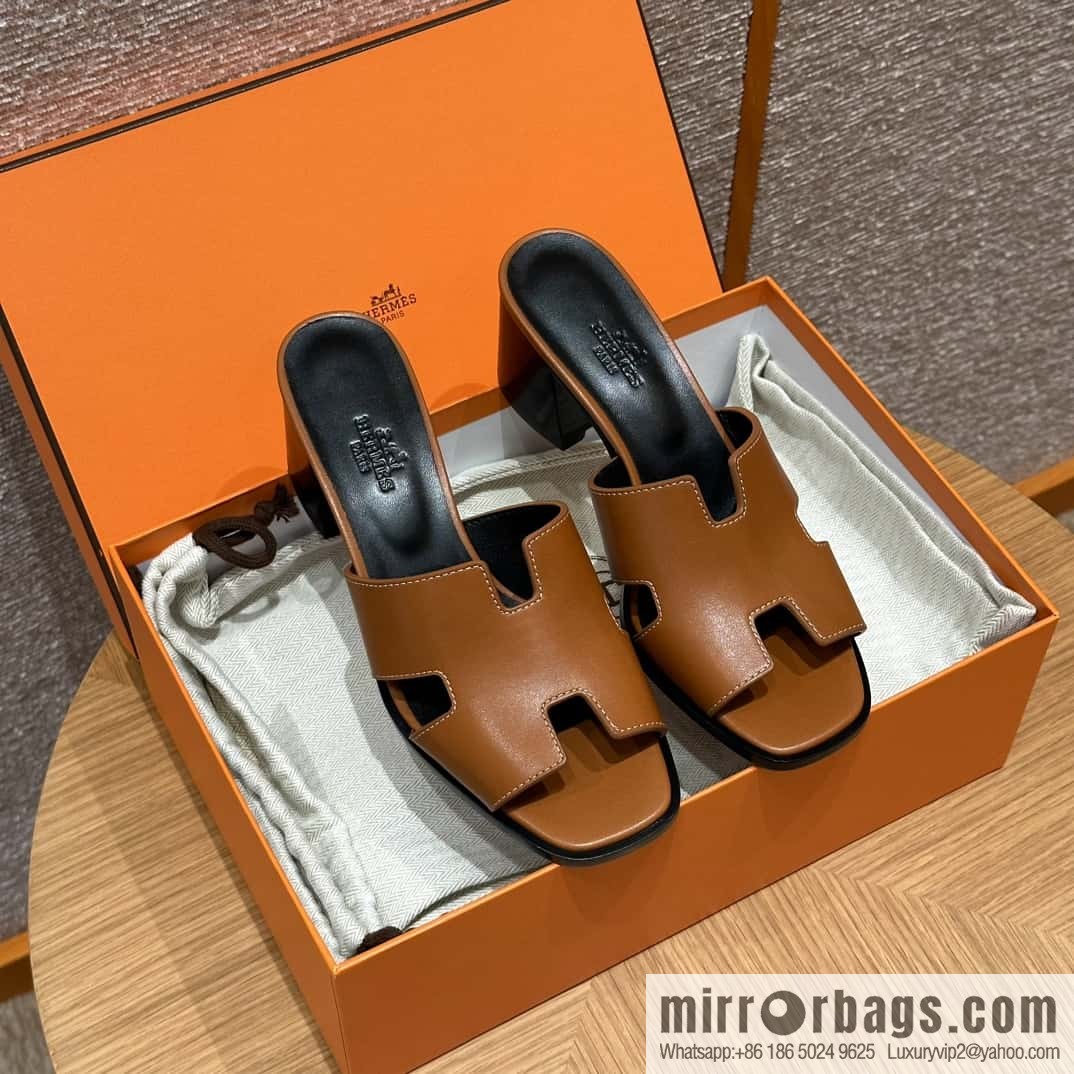 HERMES 308 Helia 60 Sandals, Calfskin/Natural/Naturel