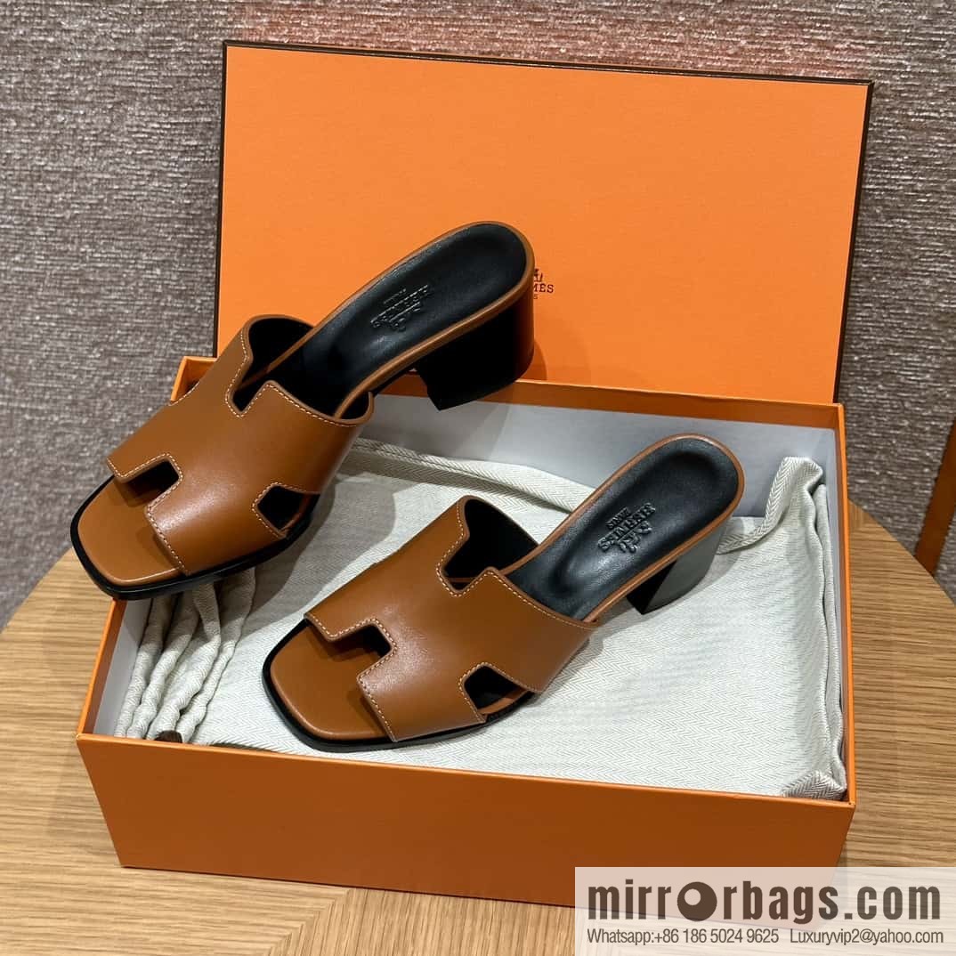 HERMES 308 Helia 60 Sandals, Calfskin/Natural/Naturel